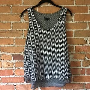 Cynthia Rowley | Geometric B&W Sleeveless Blouse M